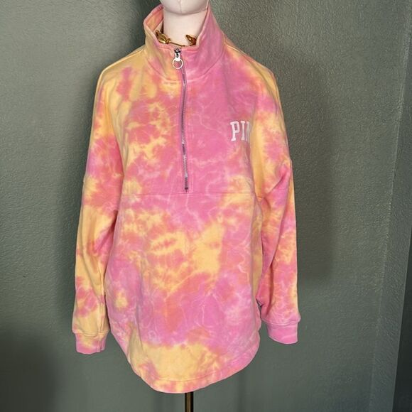 Victoria’s Secret Pink oversized Pink Tie dyed Sweatshirt, size Small, NWT - Picture 1 of 11